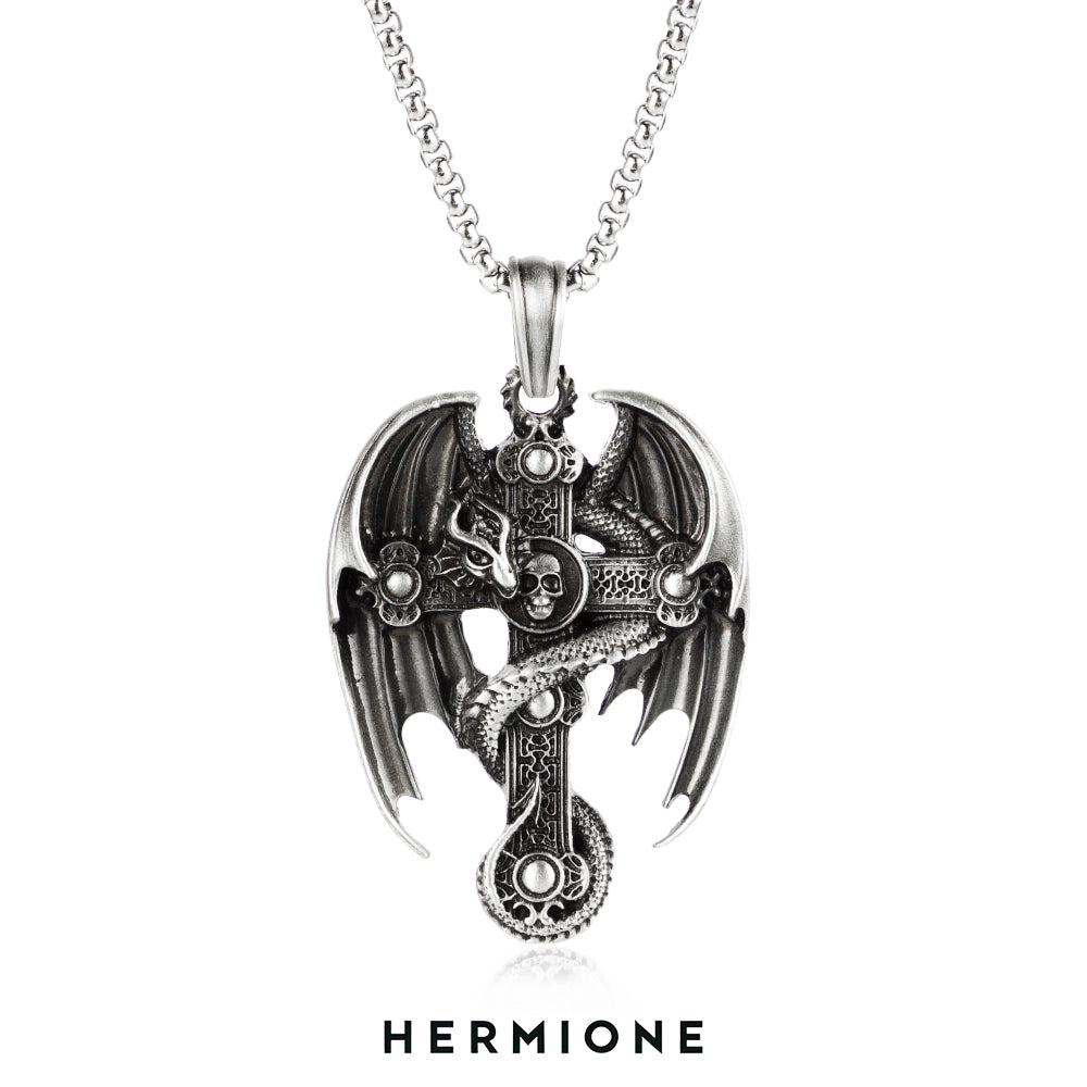 Dragon Wing Guardian: Punk Style Titanium Dragon Pendant Necklace