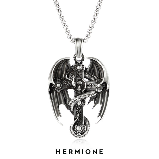 Dragon Wing Guardian: Punk Style Titanium Dragon Pendant Necklace